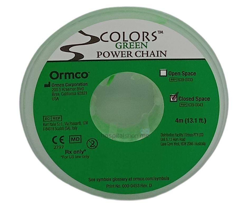 Ormco Power Chain Closed Green 13.1 Ft 3.99mts Spool 639-0043