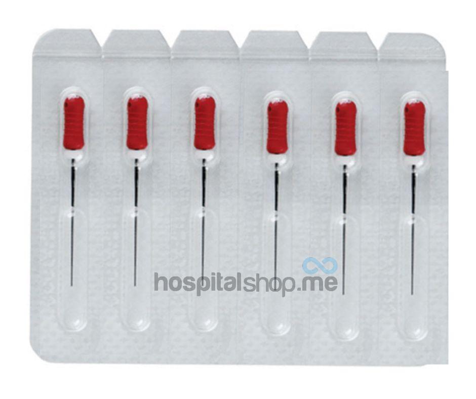 Diadent Hand Pluggers SS 25mm 25 Red 6 Pcs